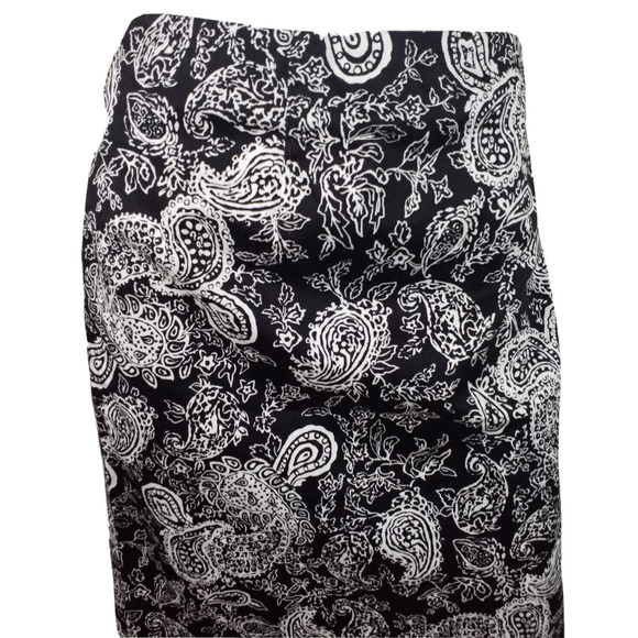 Lauren Ralph Lauren Black White Paisley Print Straight Skirt Size 4 - Picture 2 of 5